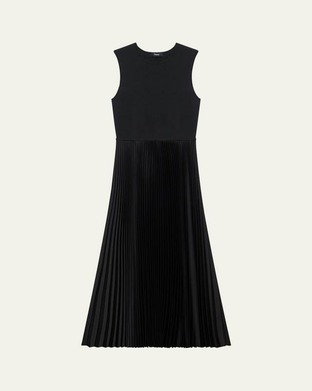 Combo Satin Pleated Dress